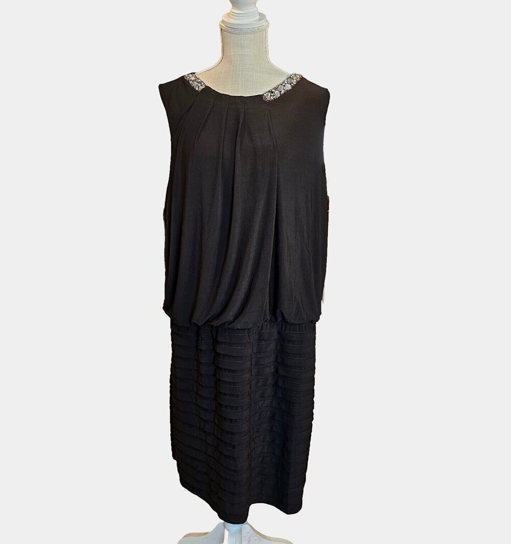 Scarlett Black Dress Womens Plus Sz 20W Jeweled Party Holiday Cocktail LBD